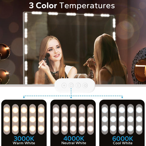 Bairth vanity lights three-color-temperature for accurate skin tones and versatile lighting.