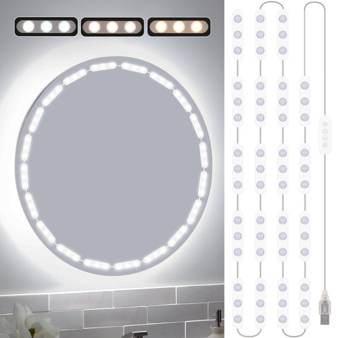 Bairth LED vanity lights around mirror illuminate makeup with steady, even brightness.