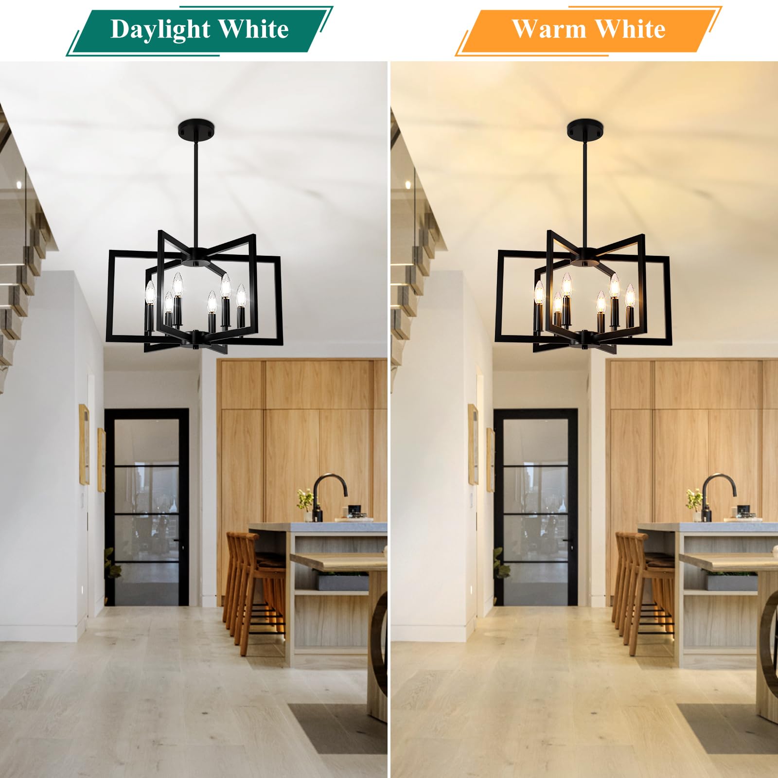 Bairth modern farmhouse geometric chandelier adds bold style to living spaces.