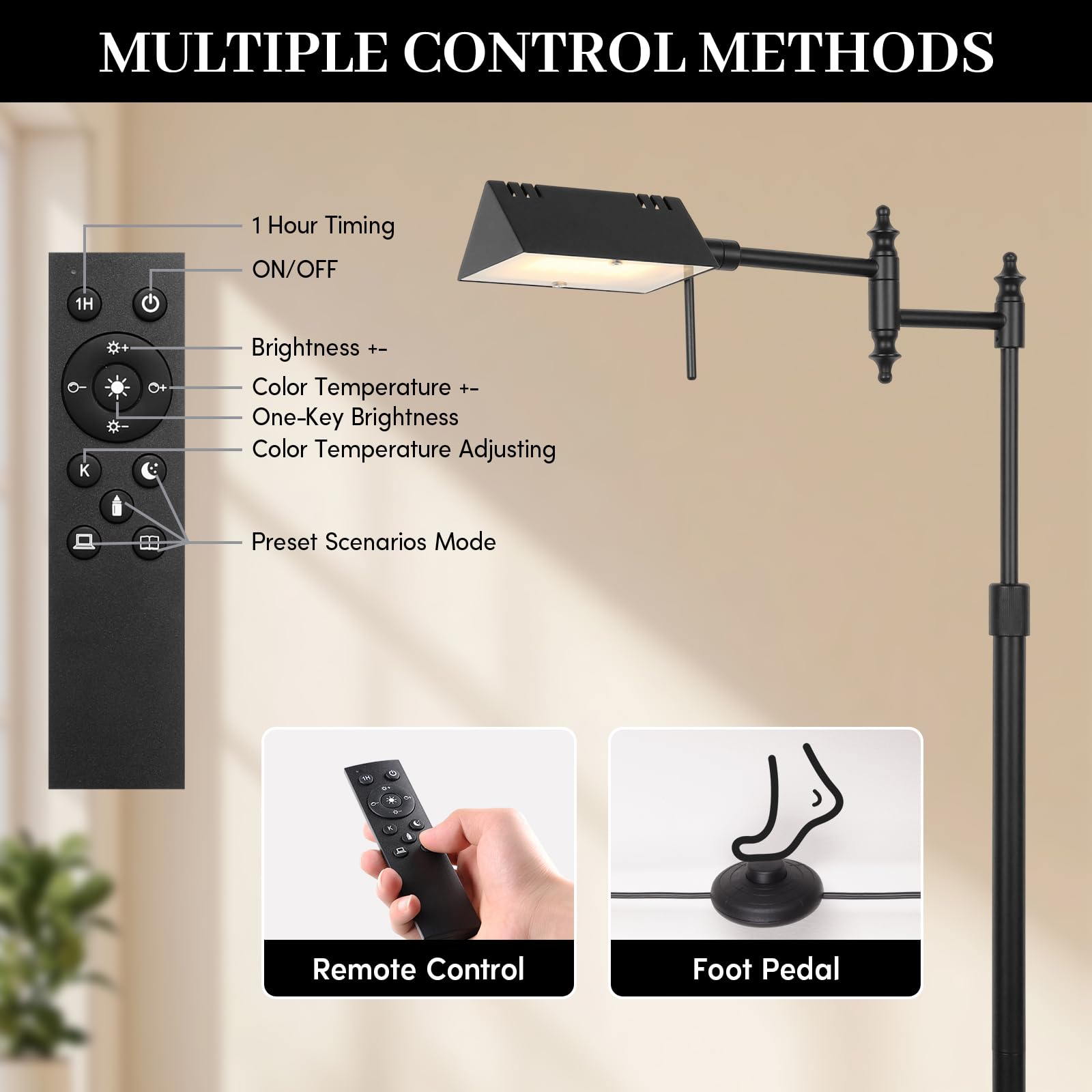 Bairth floor lamp in living room setup for ambient lighting