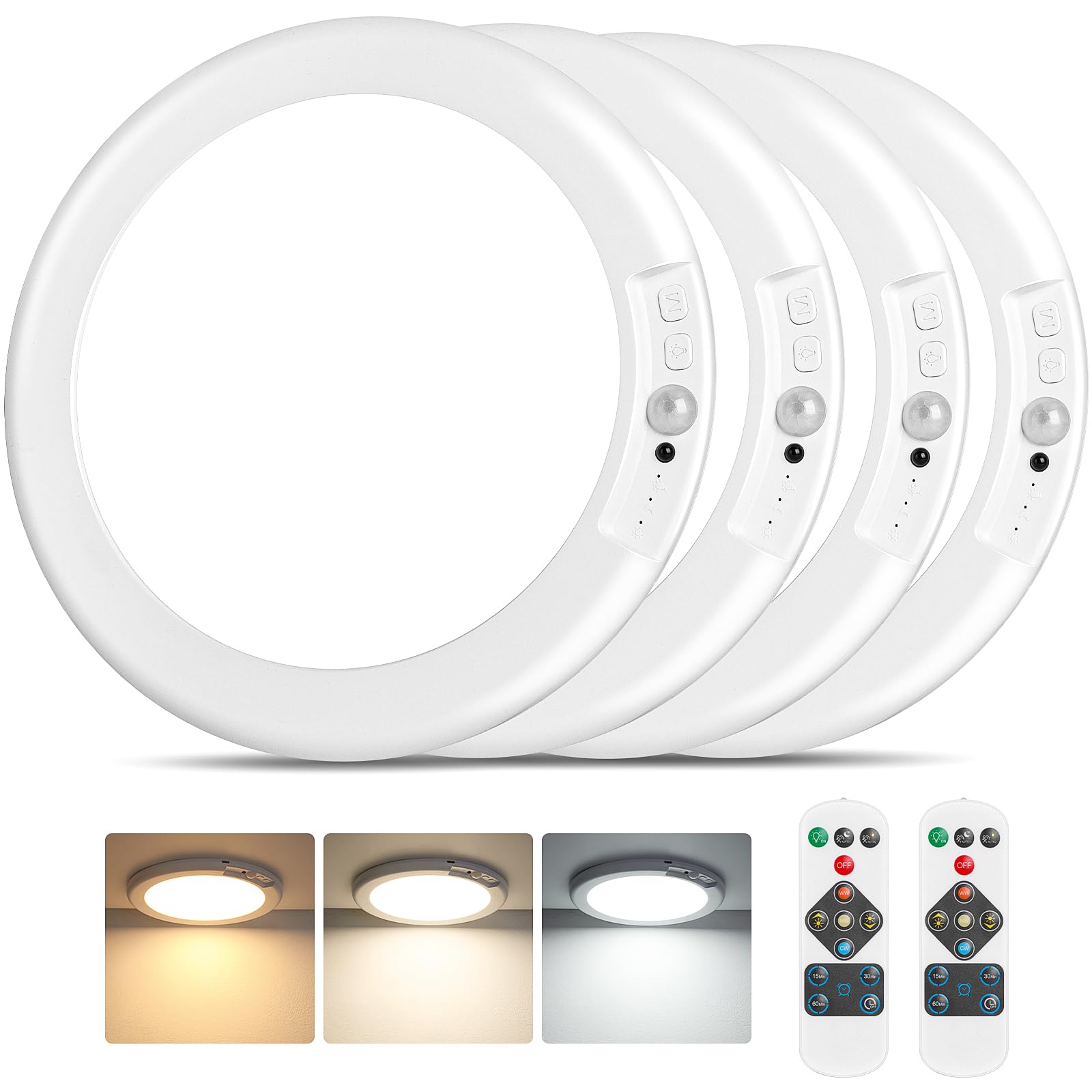 Bairth rechargeable ceiling light 4-pack ready for wire-free hallway installation.