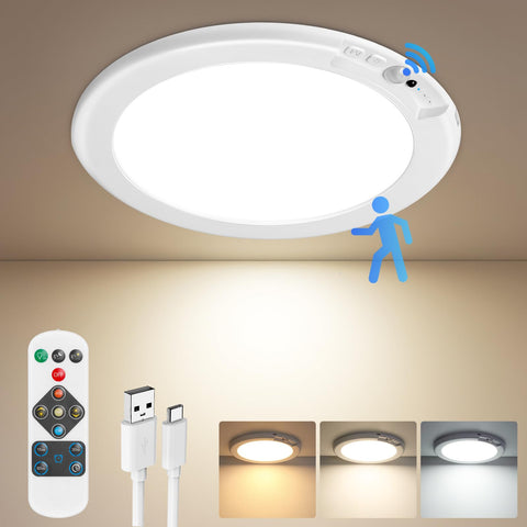 Bairth rechargeable motion-sensor ceiling light with long-lasting battery and USB-C recharge