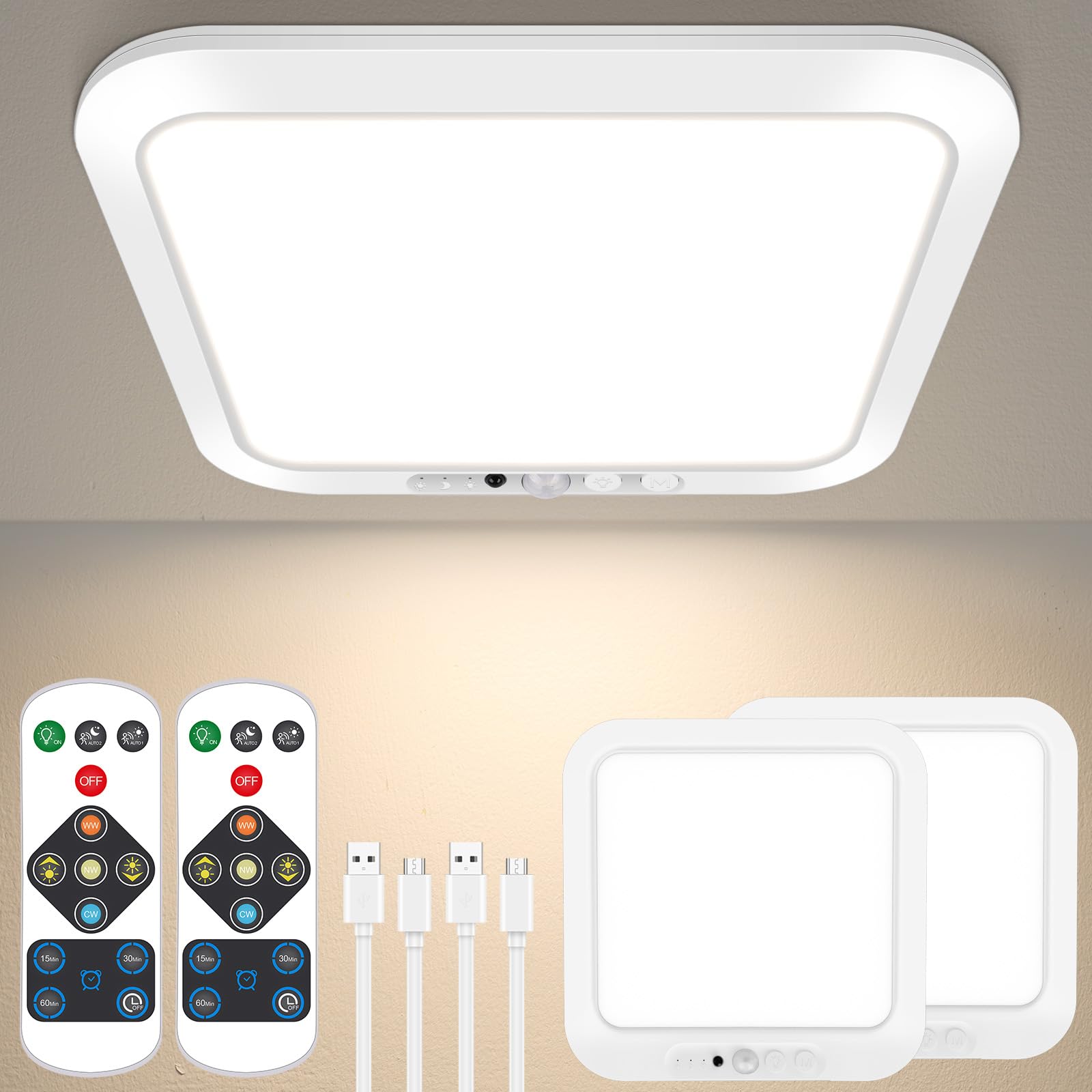 Bairth rechargeable motion sensor light front view for closet illumination.