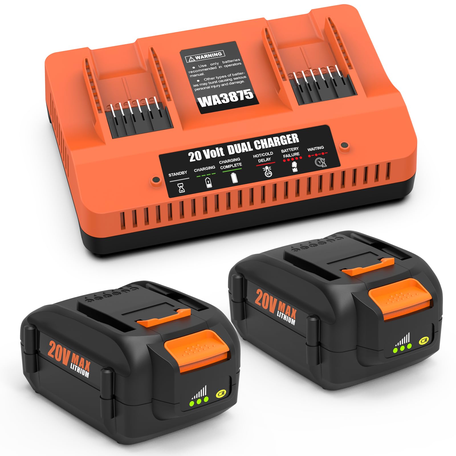 Bakipante 20V 6Ah battery compatible with Worx tools for extended runtime.