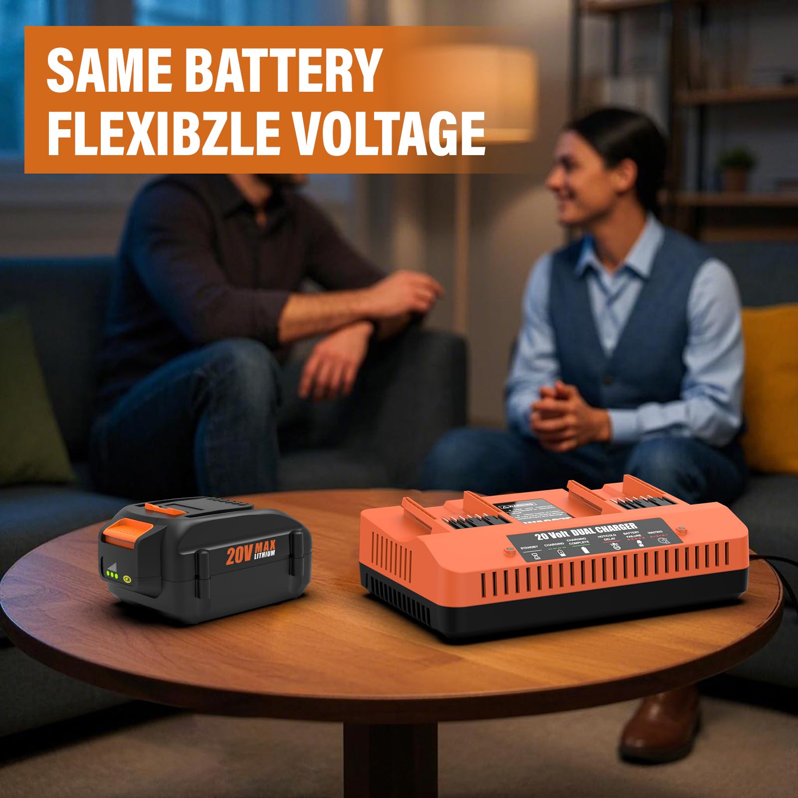 Easily swap batteries to keep Worx tools ready.
