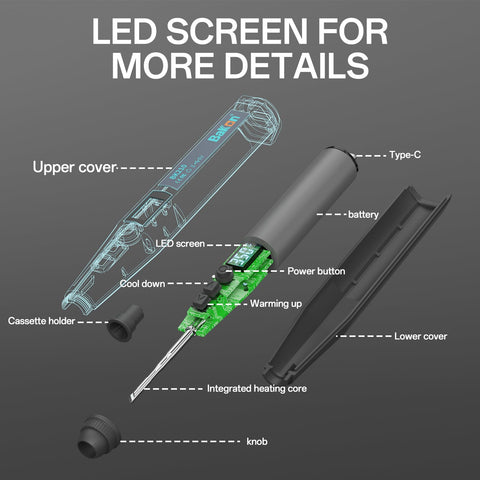 BAKON BK210 kit contents include stand, sponge, cable, solder.