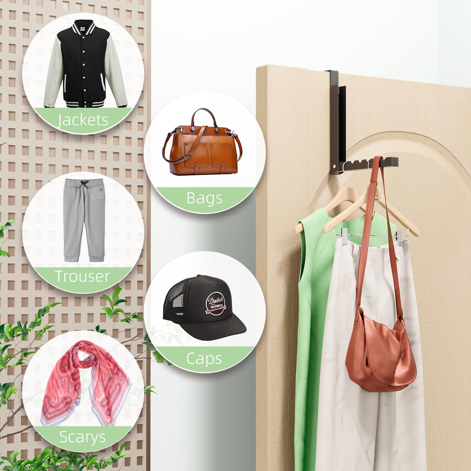 BAKON metal door rack fits doors up to 1.7 inches thick