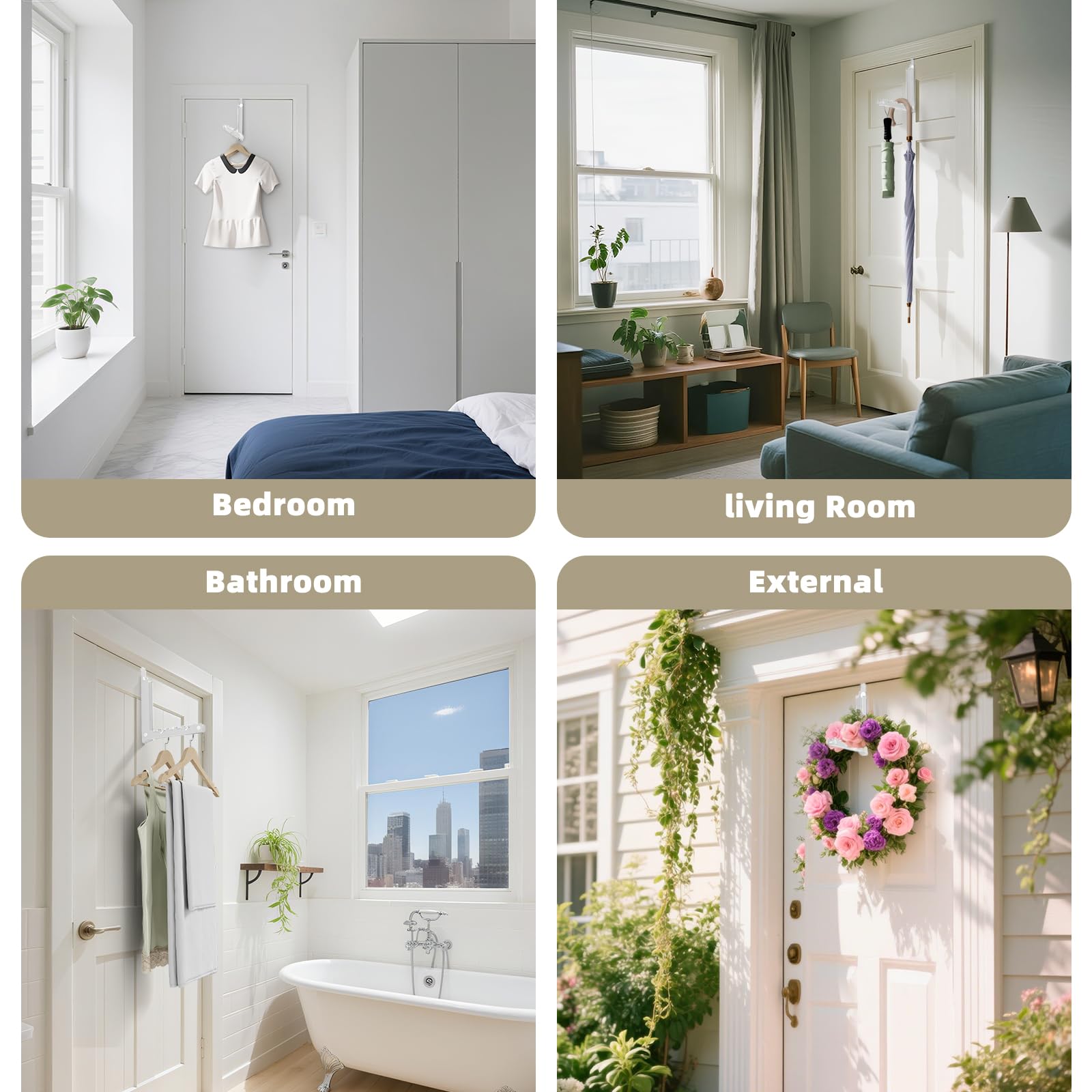 BAKON Over The Door Hooks dorm room organization improves space efficiency