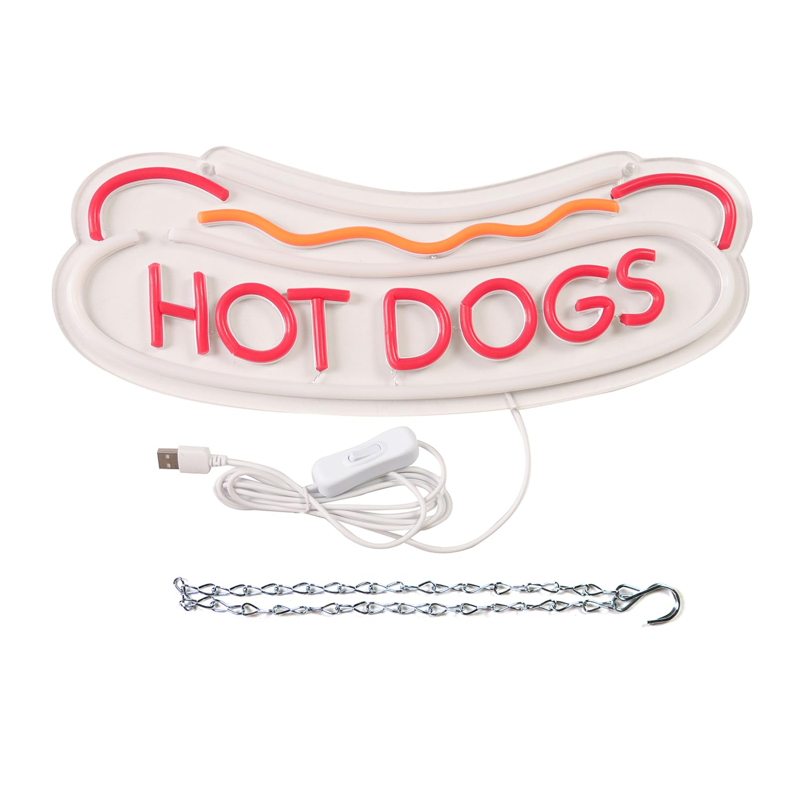 Balanar HOT DOGS sign demonstrates easy installation with pre-drilled holes.