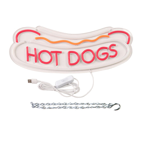 Balanar HOT DOGS sign demonstrates easy installation with pre-drilled holes.