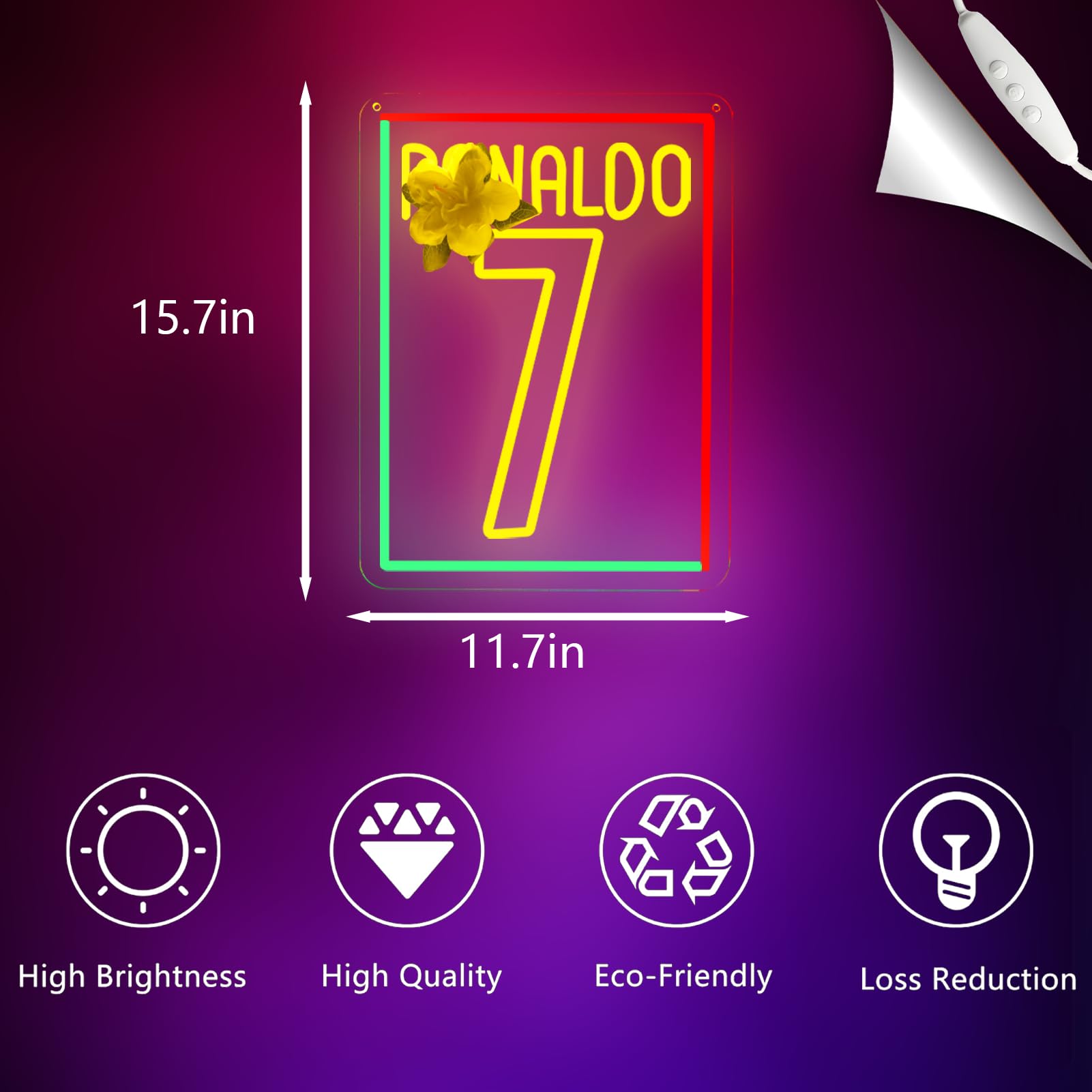 Balanar Number 7 neon sign adds contemporary vibe to dorm rooms with glow.