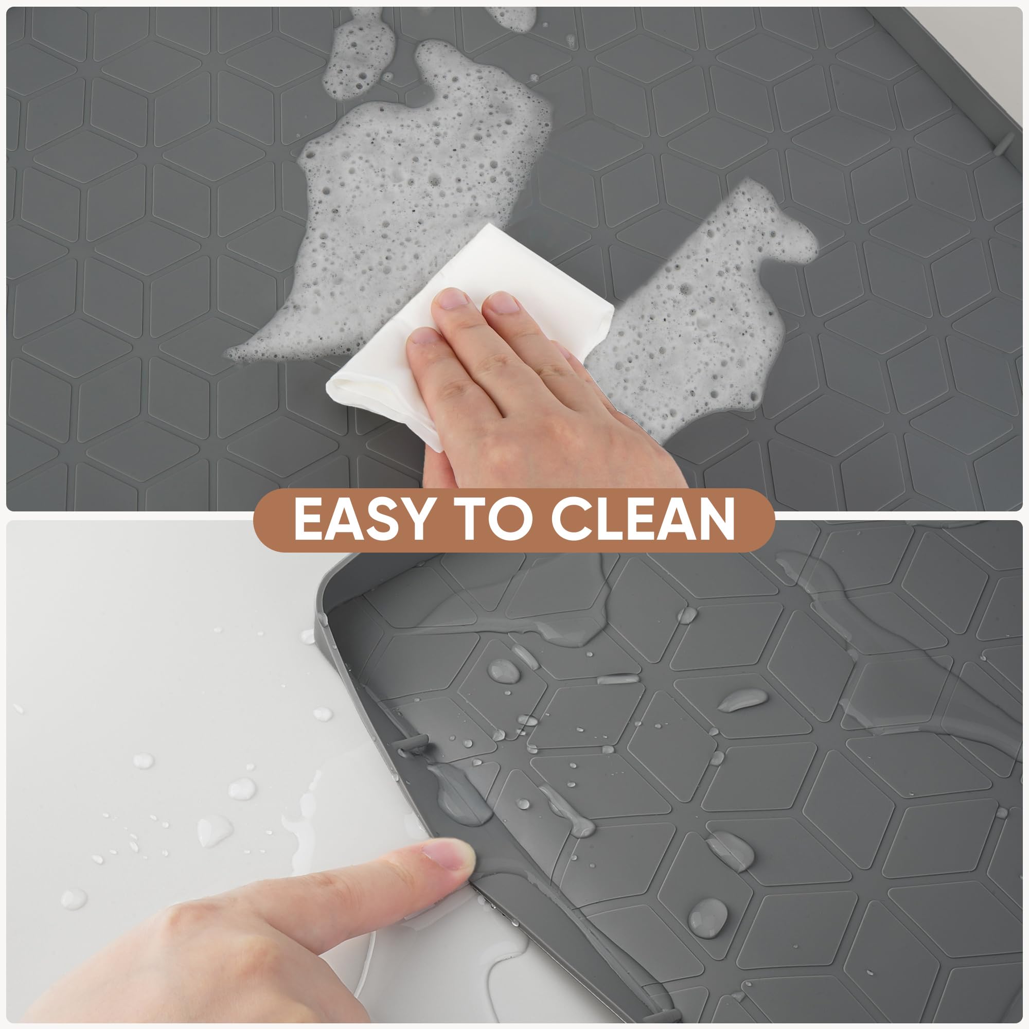 Versatile BALEINE mat doubles as placemat or pet mat.