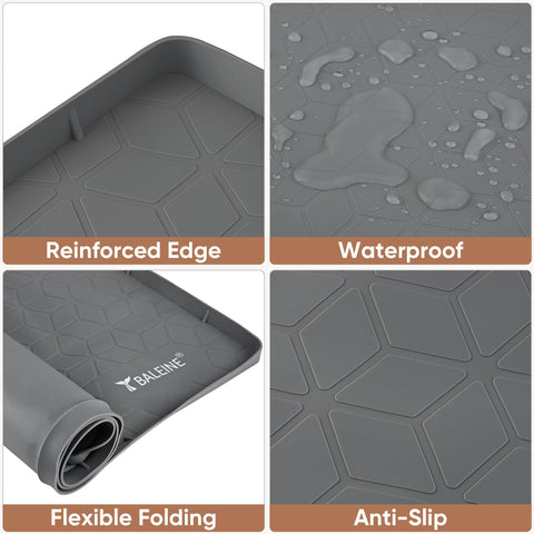 BALEINE under sink mat charcoal close-up of silicone texture and durability