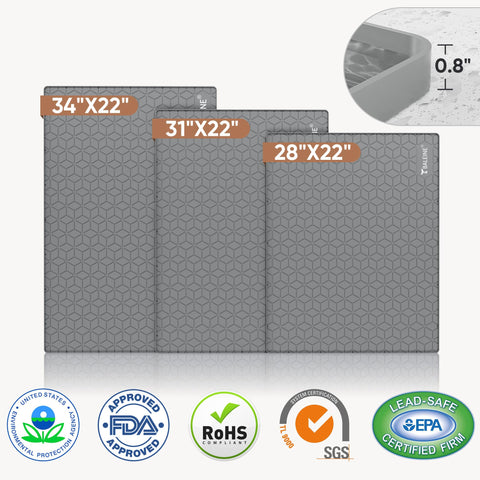 BALEINE under sink mat charcoal rim detail highlights 0.8 inch barrier