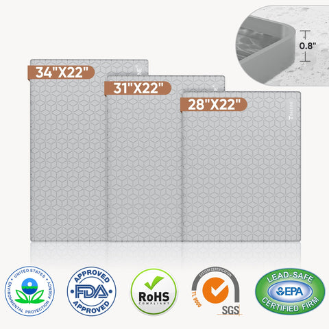 BALEINE under-sink mat grey rim detail highlights 0.8 inch edge containment