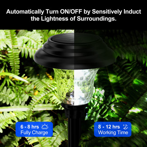 Balhvit auto on/off solar walkway lights automatically light up at dusk for hands-free use.