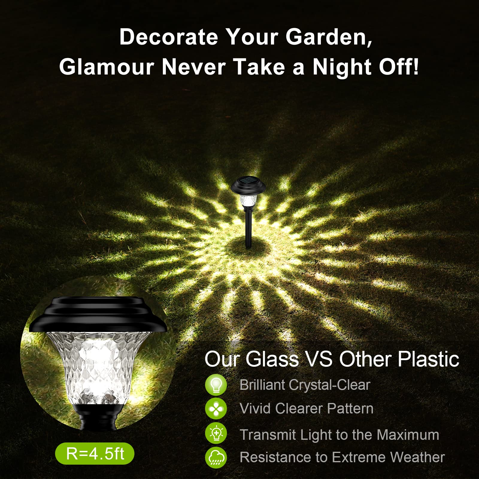 Balhvit IP65 waterproof solar ground lights withstand rain and snow for year-round appeal.