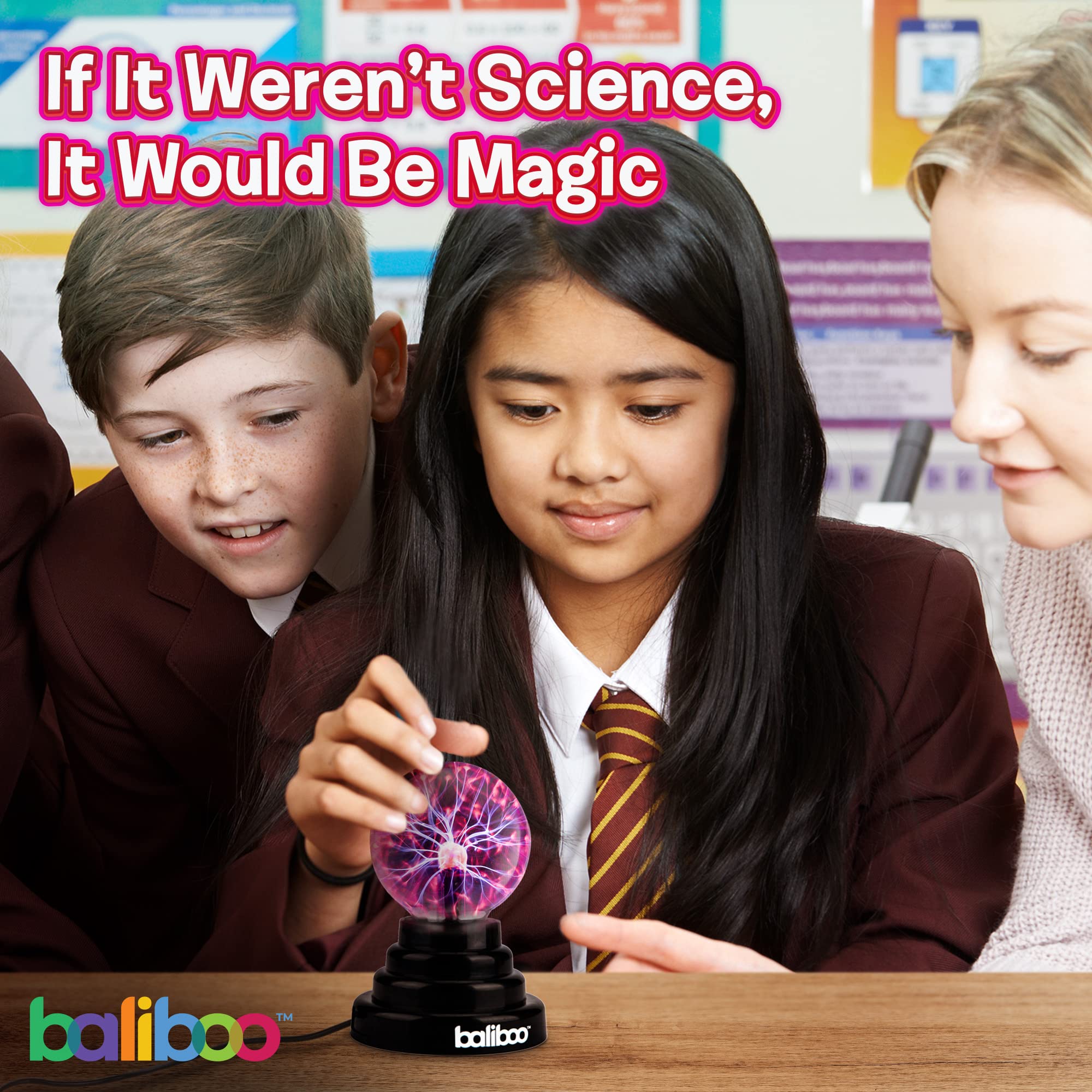 Interactive BALIBOO light show plasma ball invites hands-on exploration of light and electricity.