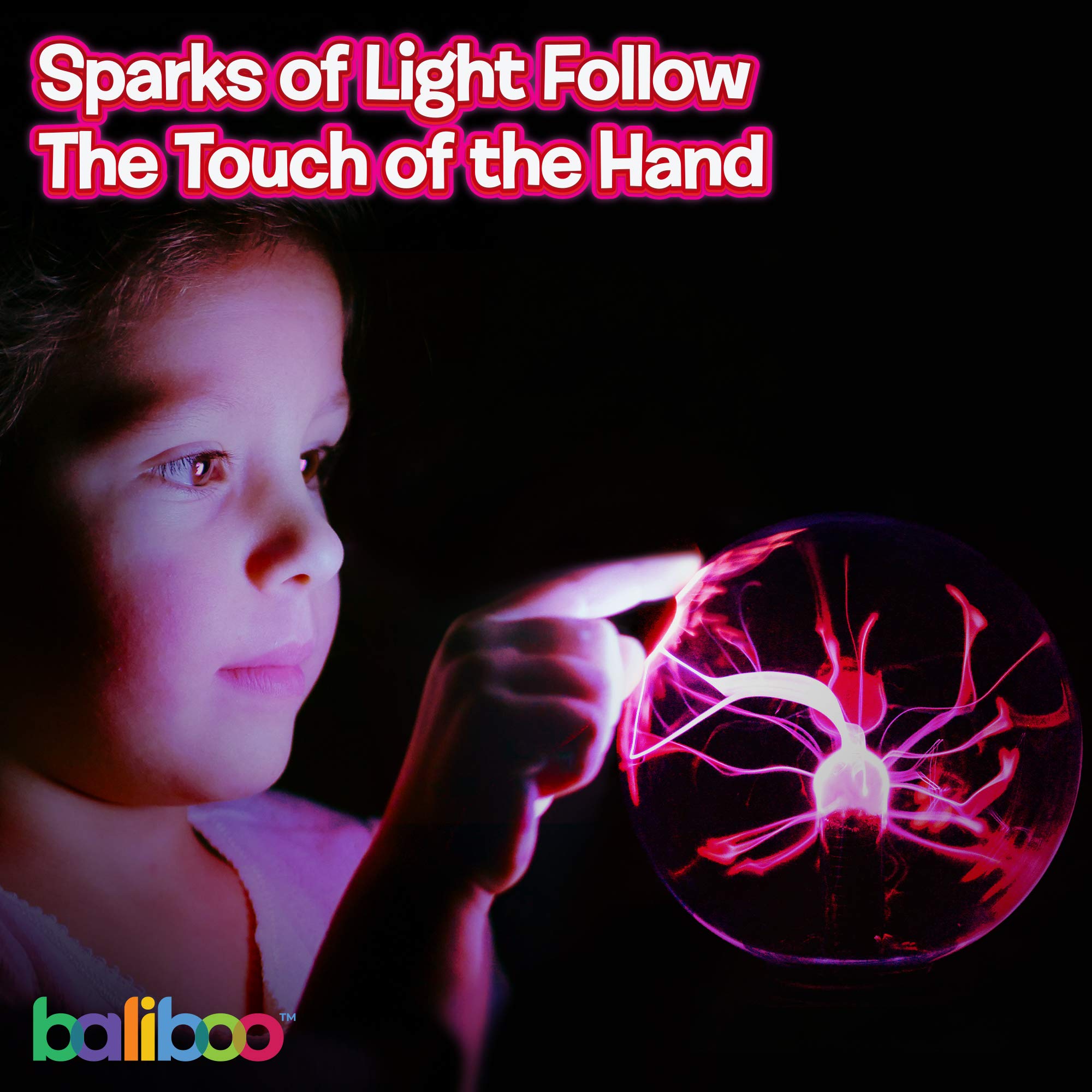 BALIBOO plasma ball with glowing lightning streams and responsive effects.