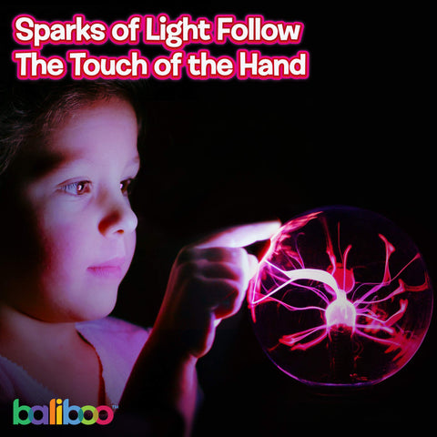 BALIBOO plasma ball with glowing lightning streams and responsive effects.