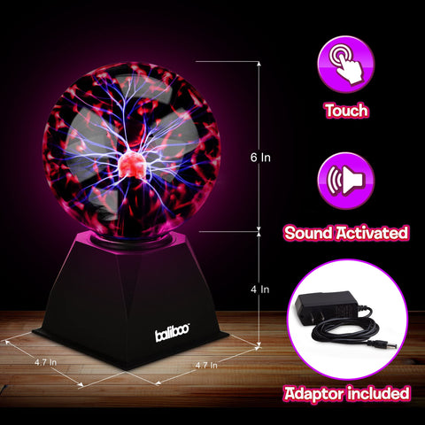 BALIBOO plasma ball touch-activated globe, where lightning streams react to your fingertips.