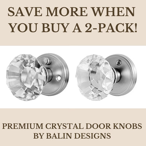 Balin Designs interior knob with privacy lock, ideal for bedrooms and bathrooms.