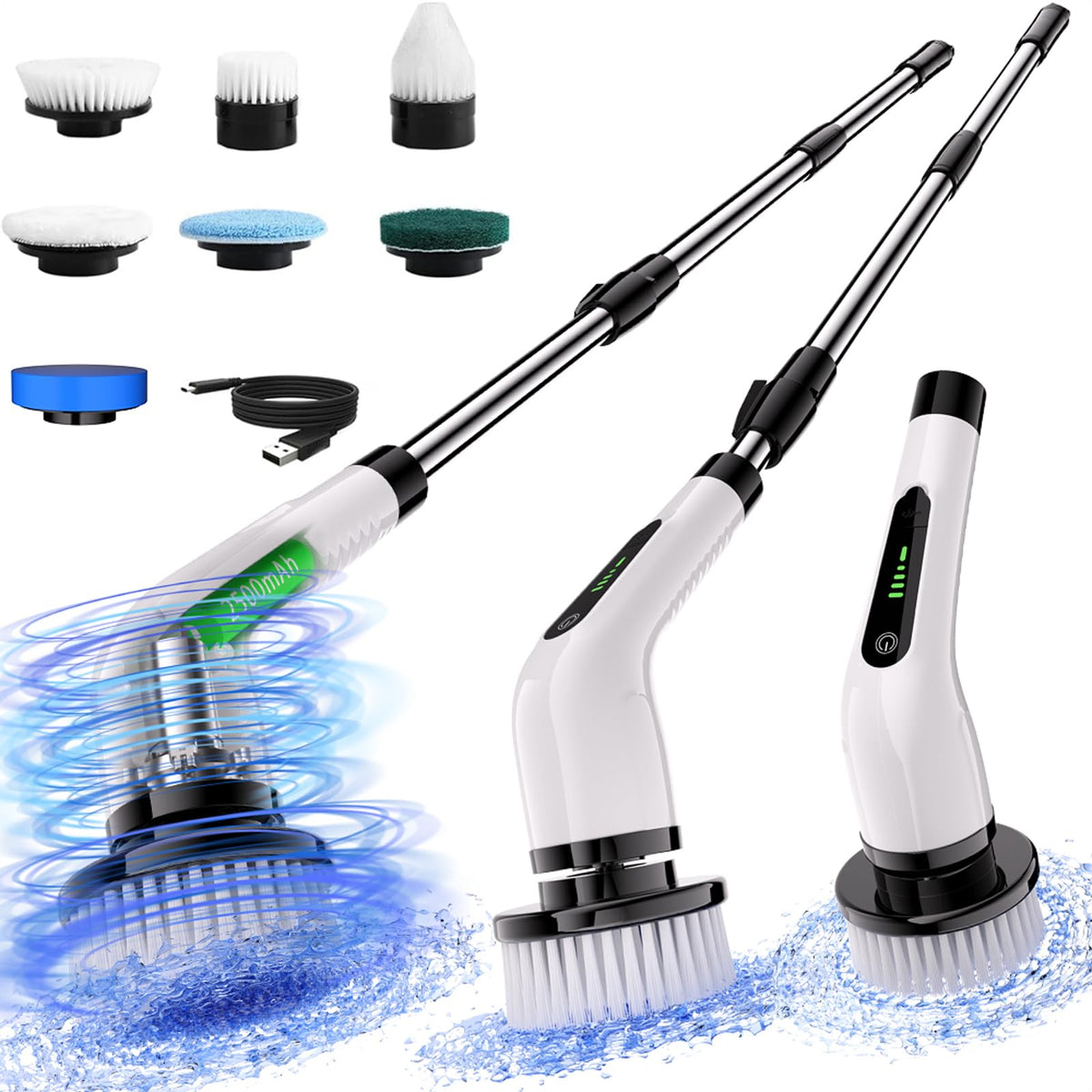 Bamifun electric spin scrubber cordless handle for easy handheld cleaning
