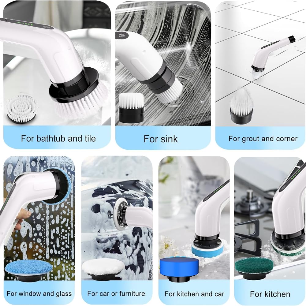 Bamifun electric spin scrubber seven-head kit for diverse tasks