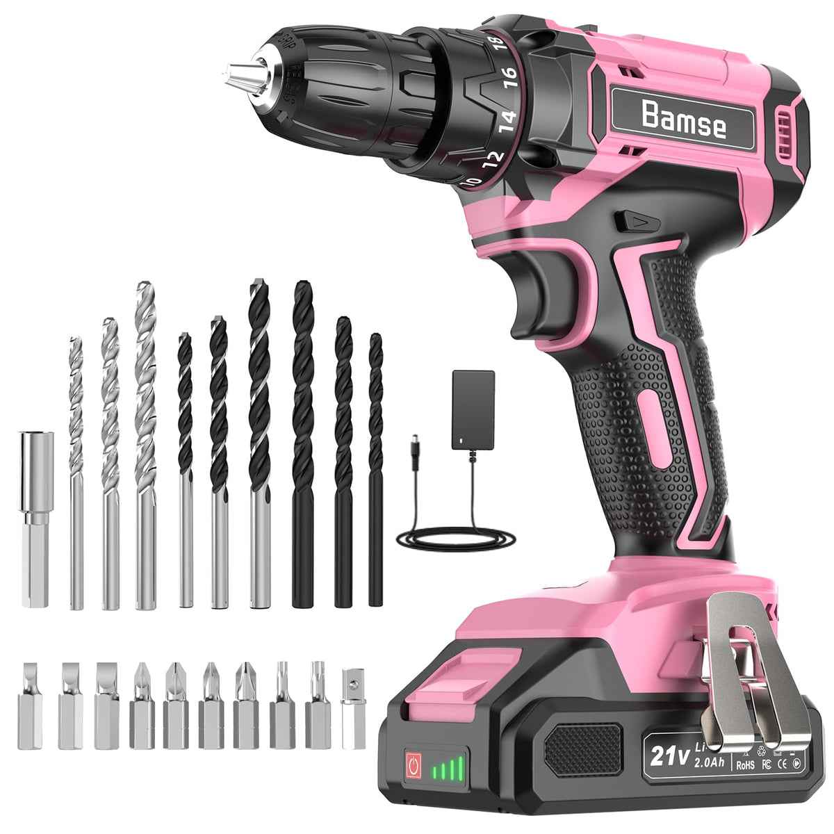 Bamse pink cordless drill with compact design for easy home repairs
