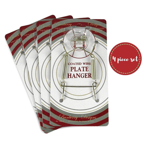 BANBERRY DESIGNS brass plate hanger close-up reveals sturdy wire with protective sleeves