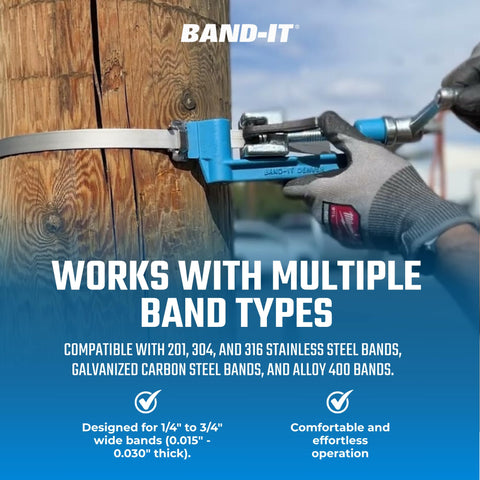 Band compatibility of the Band-It C00169 across stainless and galvanized bands.