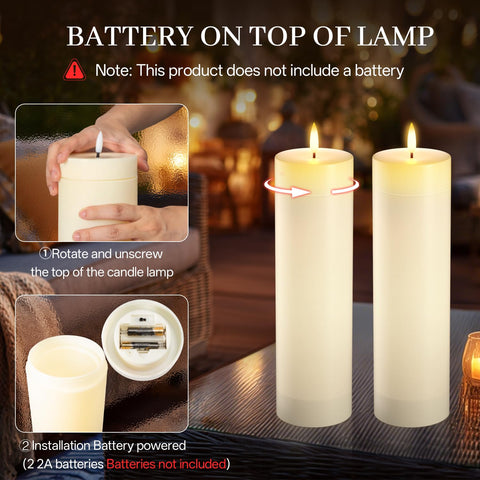 BangJiaju pillar candle with top battery compartment resists splashes during evenings.