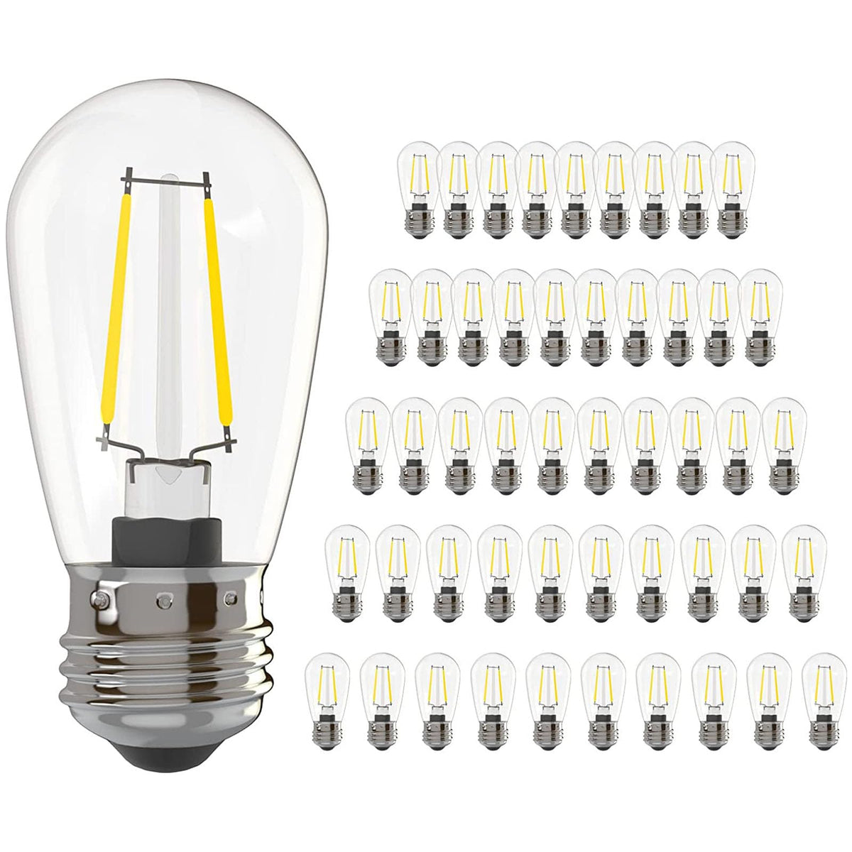 Banord 50-pack dimmable S14 bulbs illuminate outdoor string lights with energy efficiency