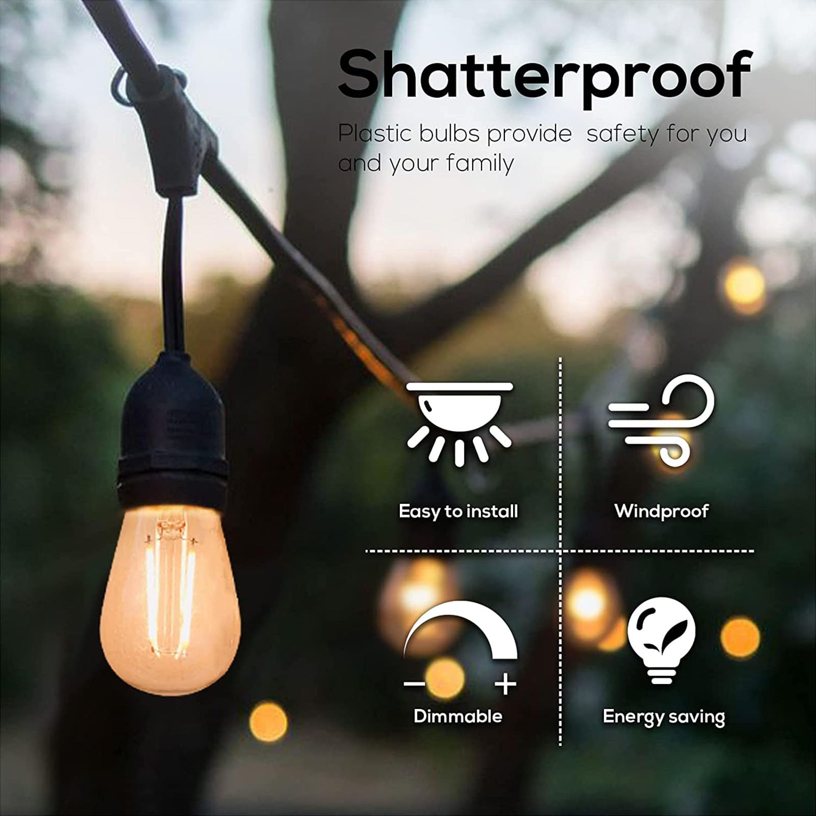 Banord dimmable clear S14 bulbs for string lights and mood control