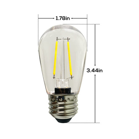 Banord S14 bulbs are waterproof for outdoor use, ideal for patios