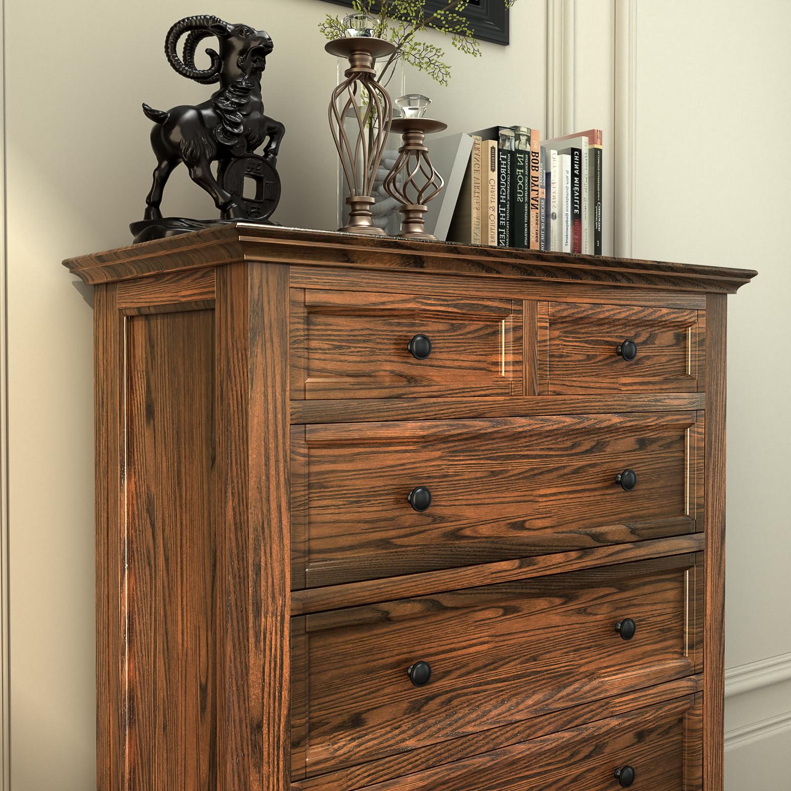 Banqin 10-pack cabinet knobs on a dresser highlight durable aluminum alloy and matte black look.