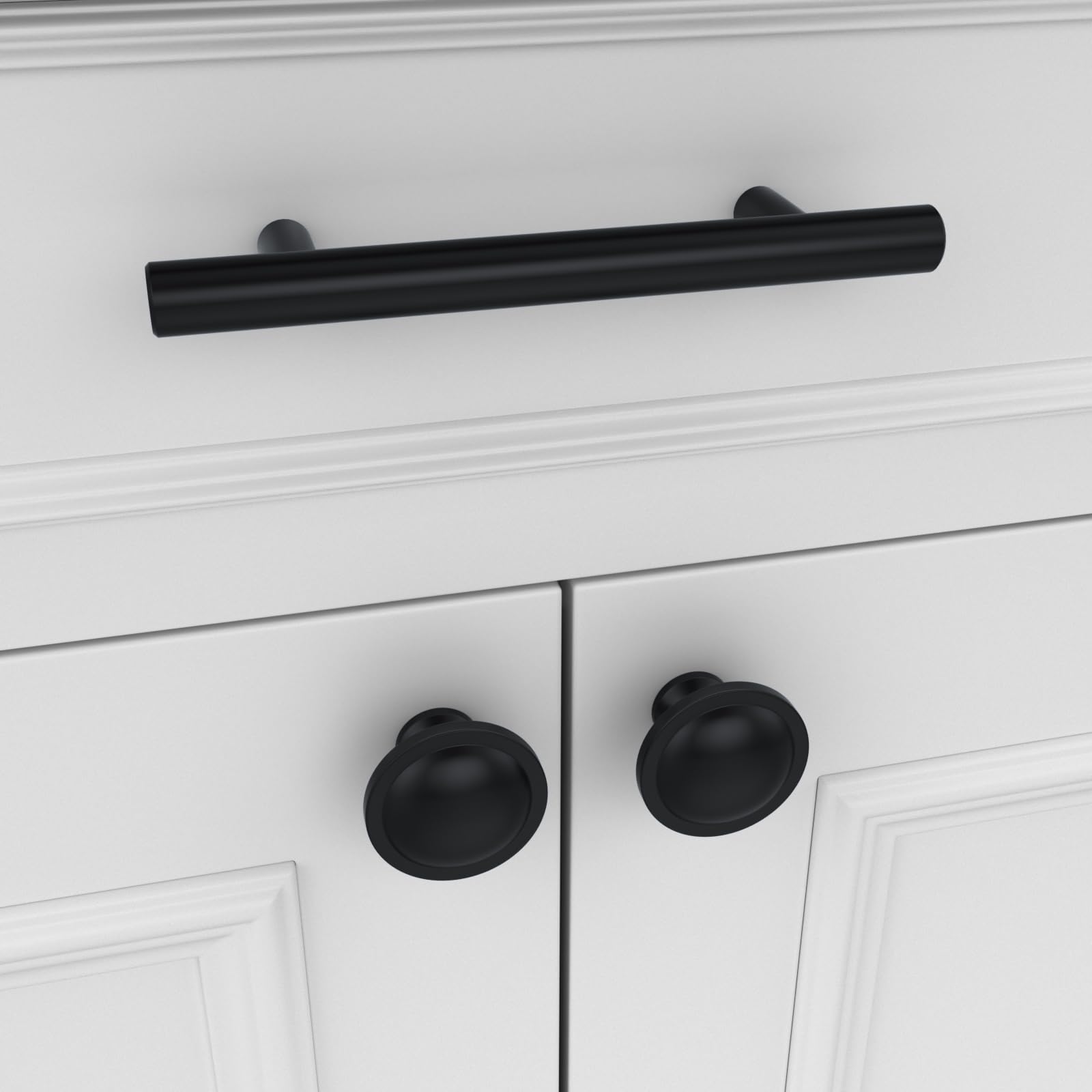 Banqin 10-pack cabinet knobs packaging keeps each knob protected with two screw sizes.