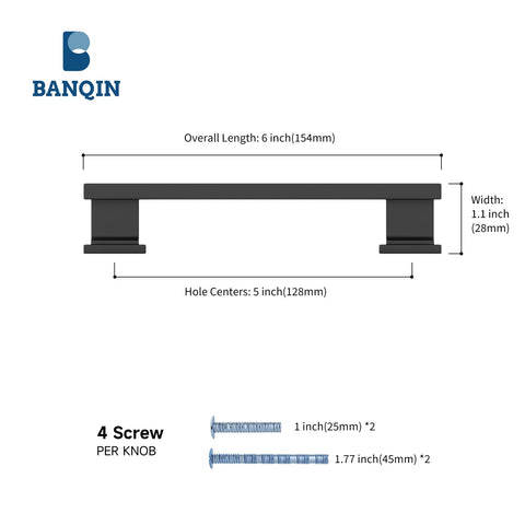 Banqin drawer pulls with black square design for modern wardrobes.