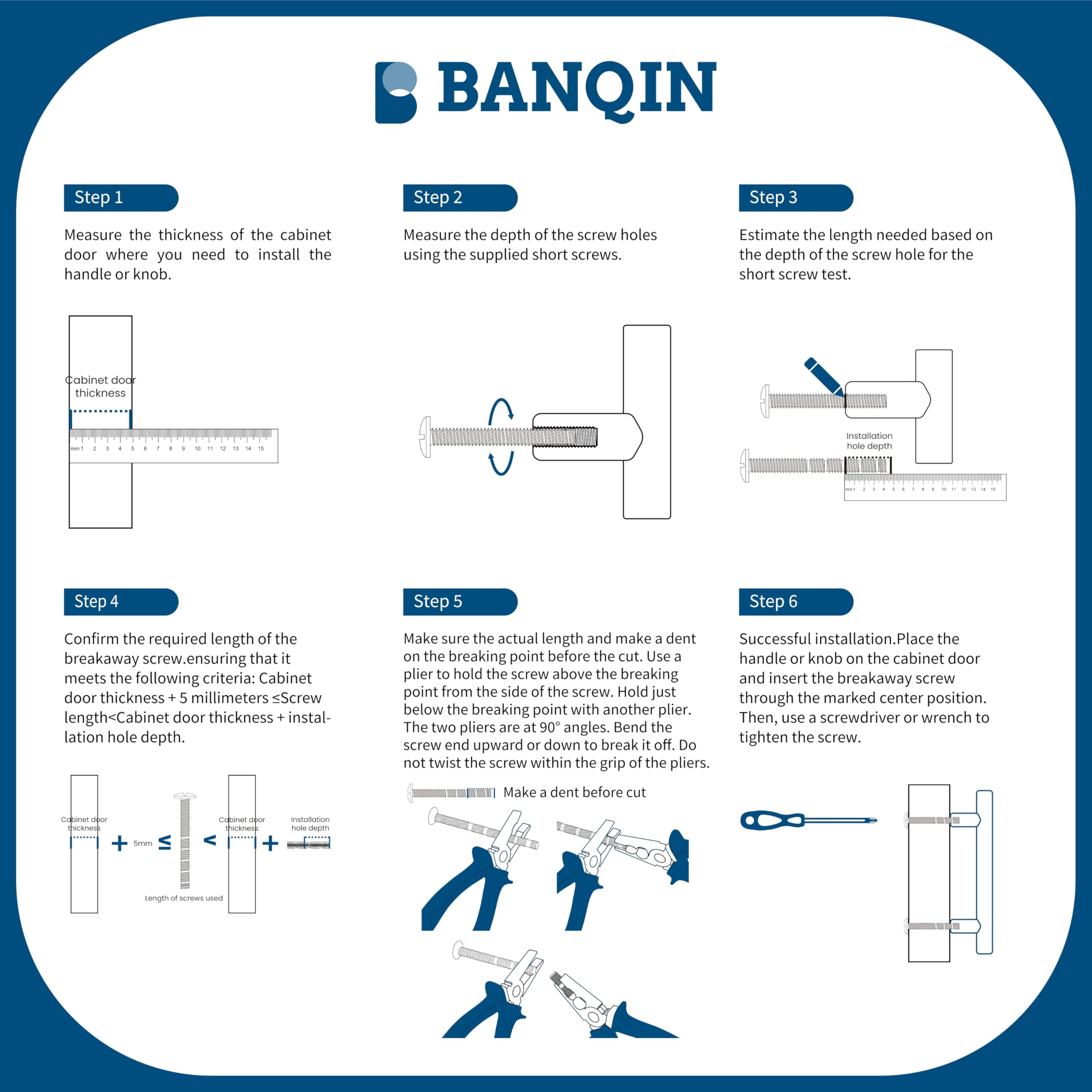 Banqin kitchen cabinet pull with 5 inch hole center, versatile fit.