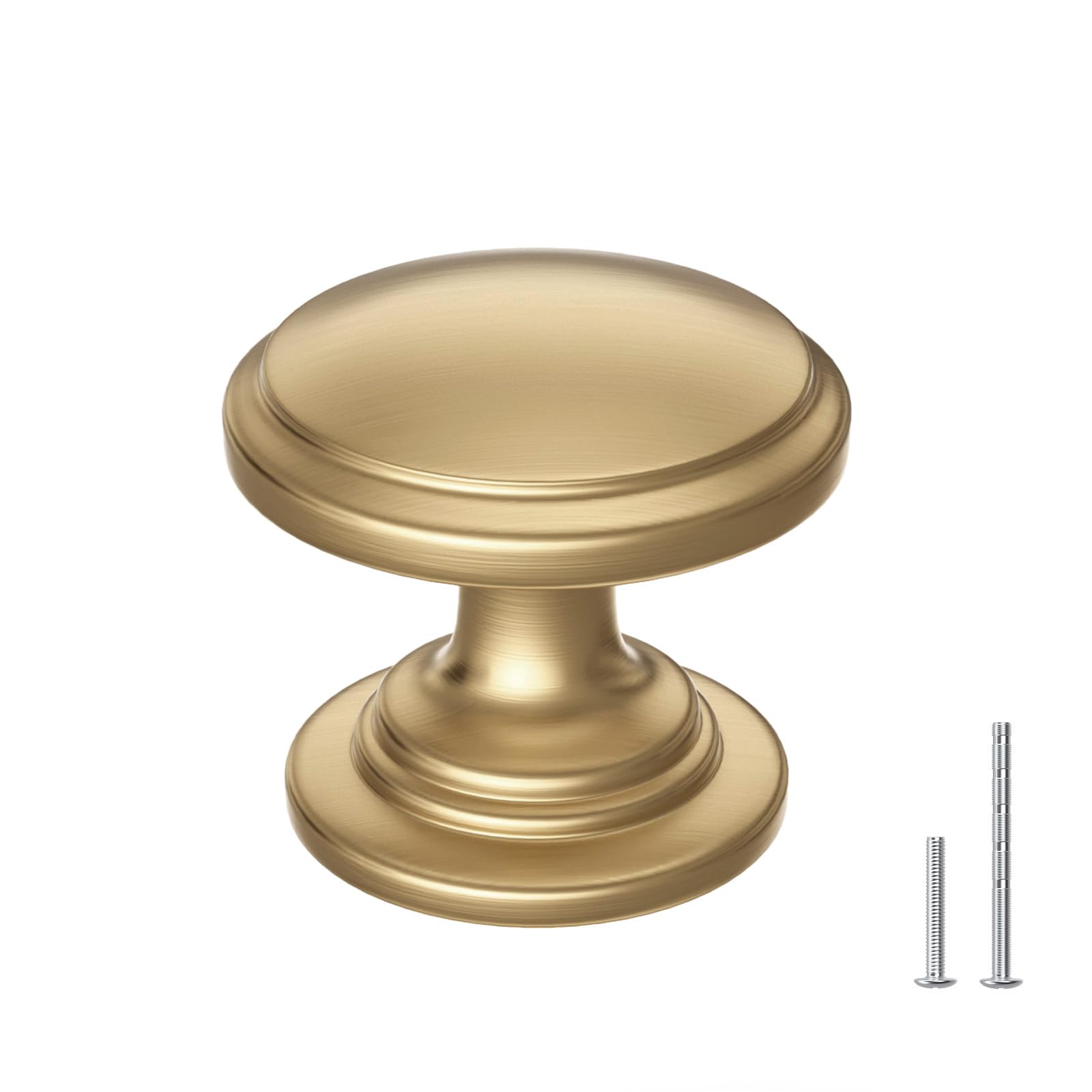 Banqin round champagne bronze knob with wide base for a stable cabinet fit.
