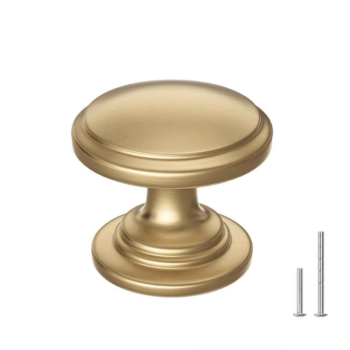 Banqin round champagne bronze knob with wide base for a stable cabinet fit.