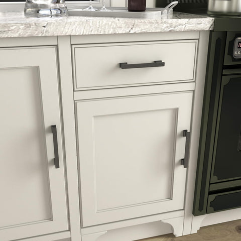 Banqin square knob in black finish, sturdy aluminum for bathrooms.