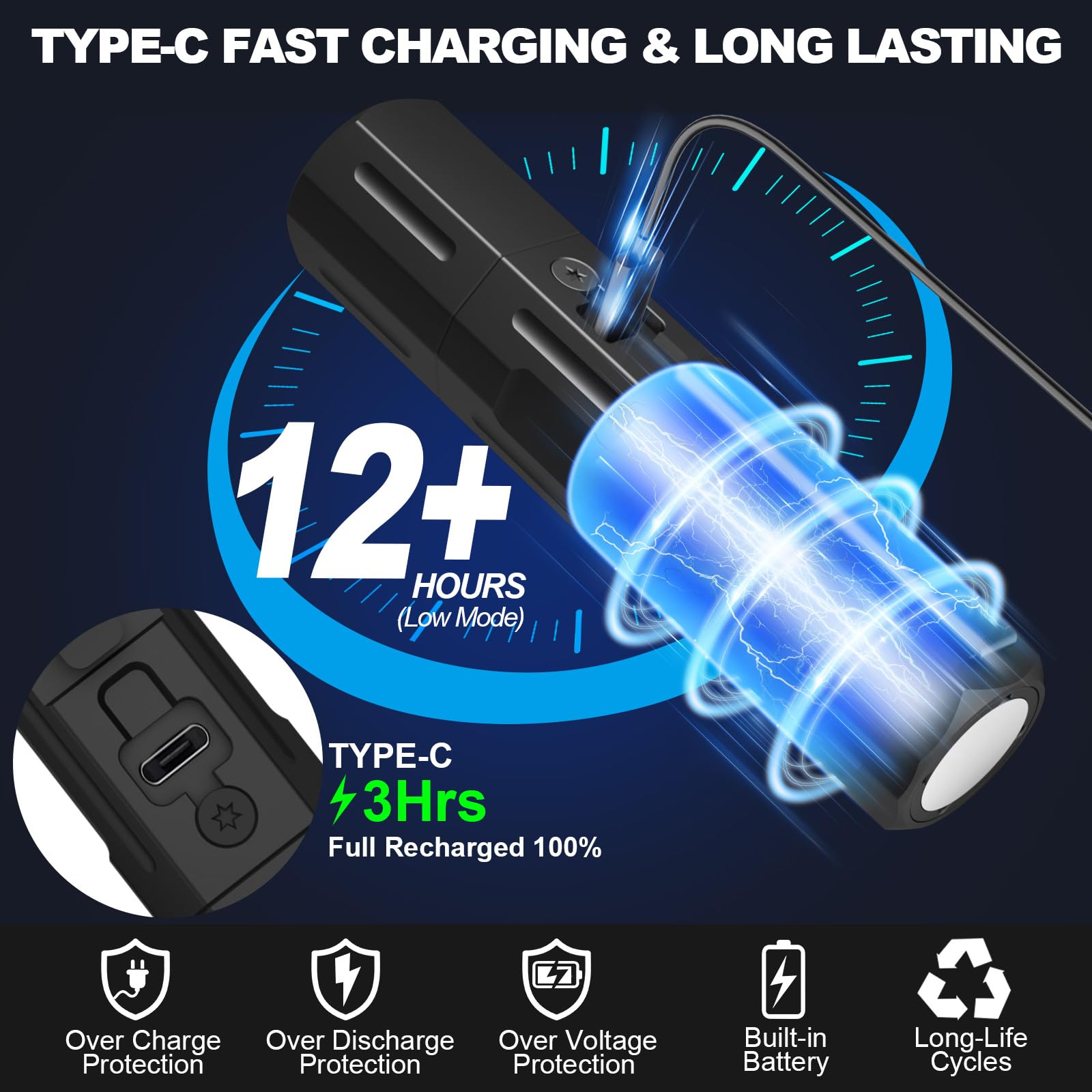 Banral compact flashlight with metal clip fits pockets for easy everyday carry.
