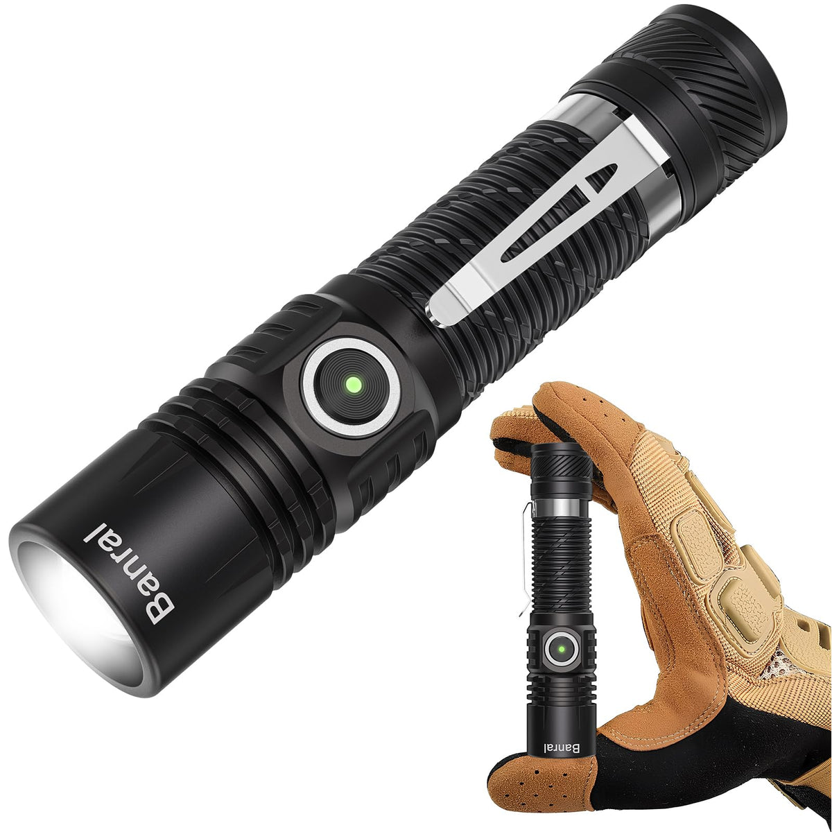 Banral K518 rechargeable flashlight with bright beam for outdoor use