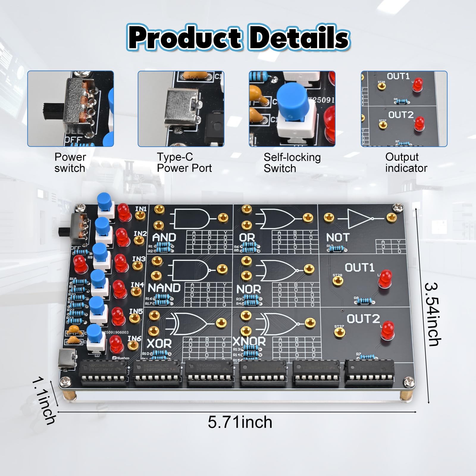 BANRIA logic gate kit LED indicators reveal outputs in real time.