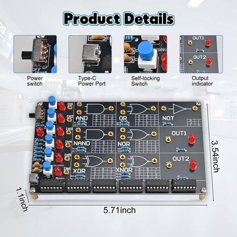 BANRIA logic gate kit LED indicators reveal outputs in real time.