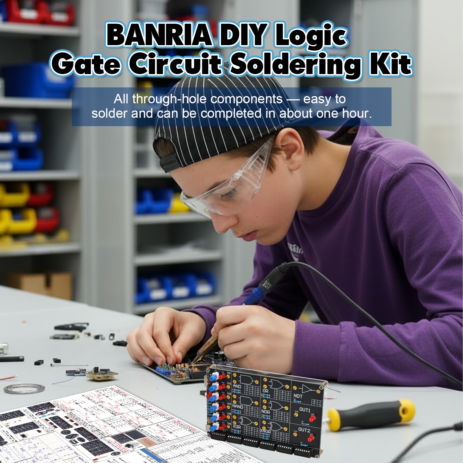 BANRIA soldering practice board close-up highlighting precise joints.