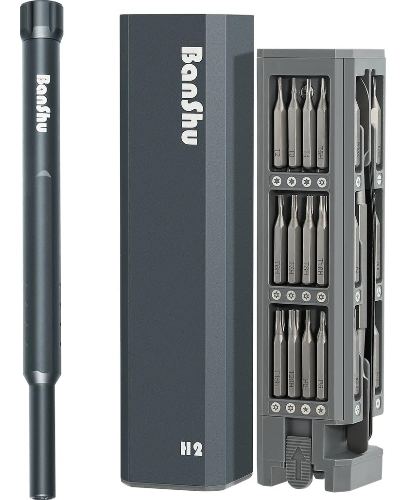 Banshu 46 in 1 mini screwdriver set in a compact case for portable electronics repair.