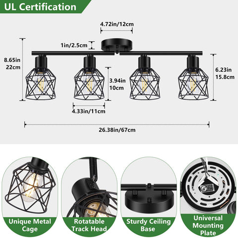 Baocuz adjustable arm ceiling light with 350° horizontal and 180° vertical rotation for customizable lighting.