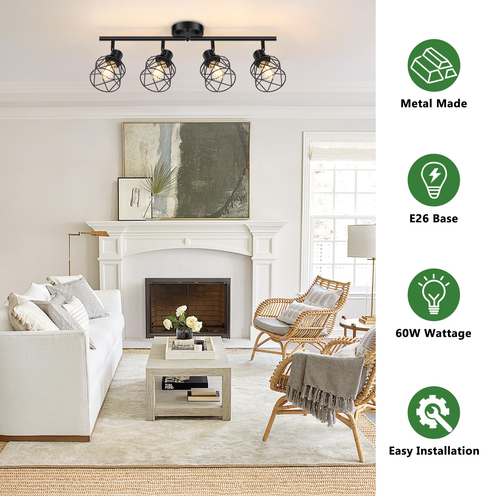 Baocuz matte black metal cage design adds modern farmhouse style.